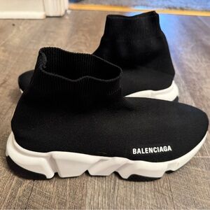 Balenciaga Black and White Knit Sneakers